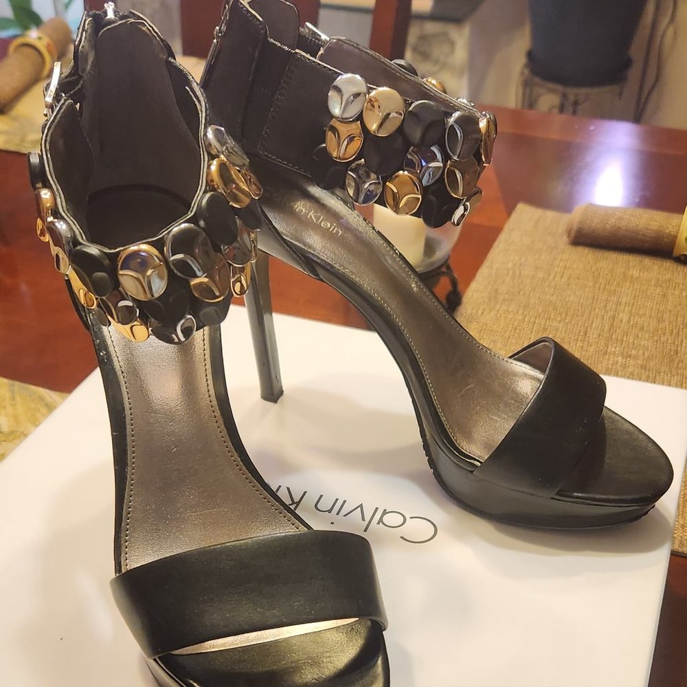 Black stiletto shoes from Calvin Klein